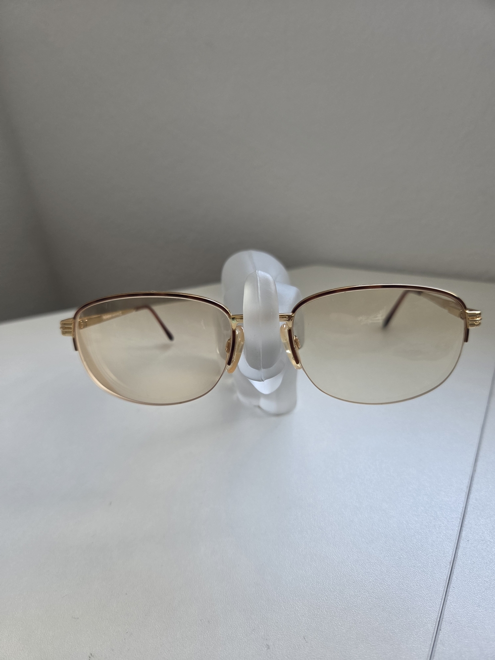 YSL Gold Tortoise Half Rim Eyeglasses